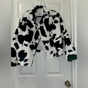 Plus Size Cow Print Moto Jacket